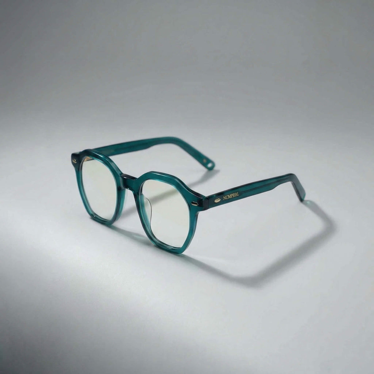 NCMPRBL Manifest 46mm geometric eyeglasses in deep evergreen teal acetate