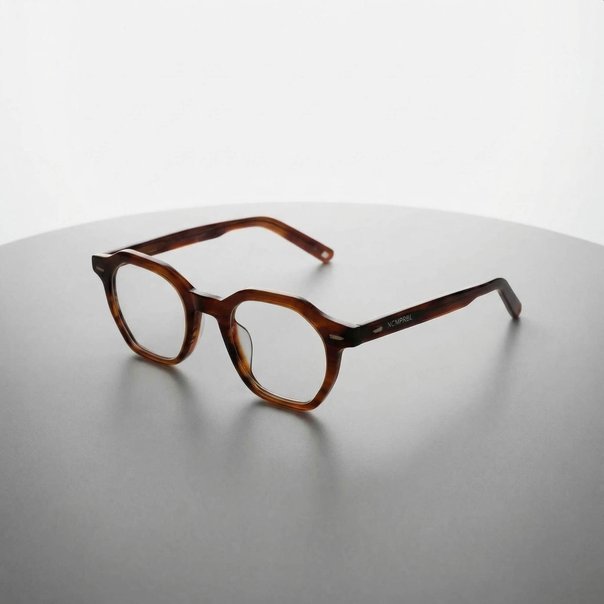 NCMPRBL Oakwood 46mm geometric acetate eyeglasses in orange sandalwood