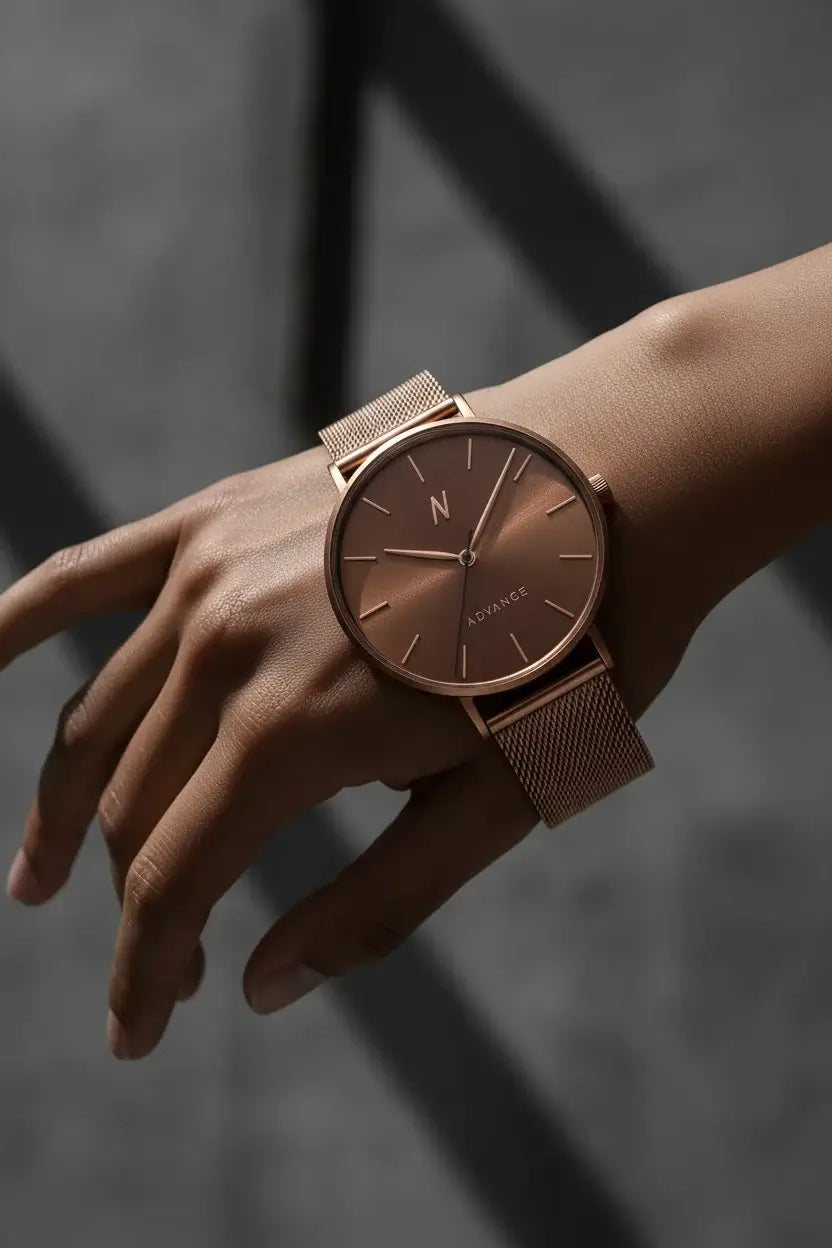 NCMPRBL Advance Collection featuring minimalist mesh watches in stainless steel for men and women.