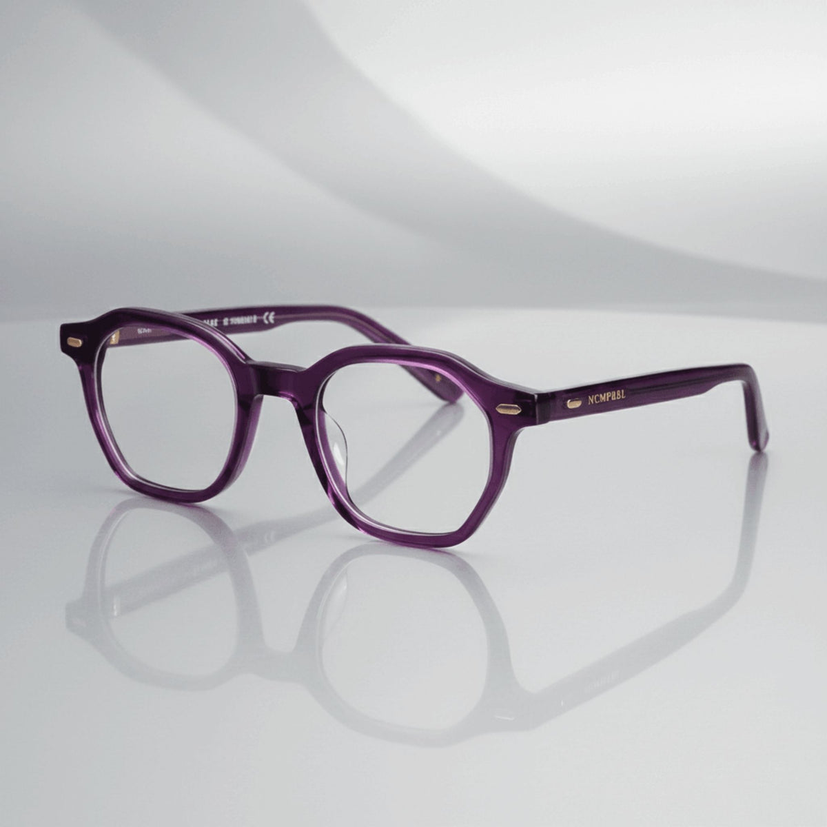 NCMPRBL Haze 46mm geometric eyeglasses in smoked violet acetate