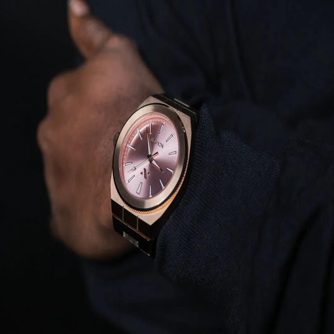 Elevate Link Rosé 42MM Unisex Swiss Movement Watch in Rose Gold Sunray Finish
