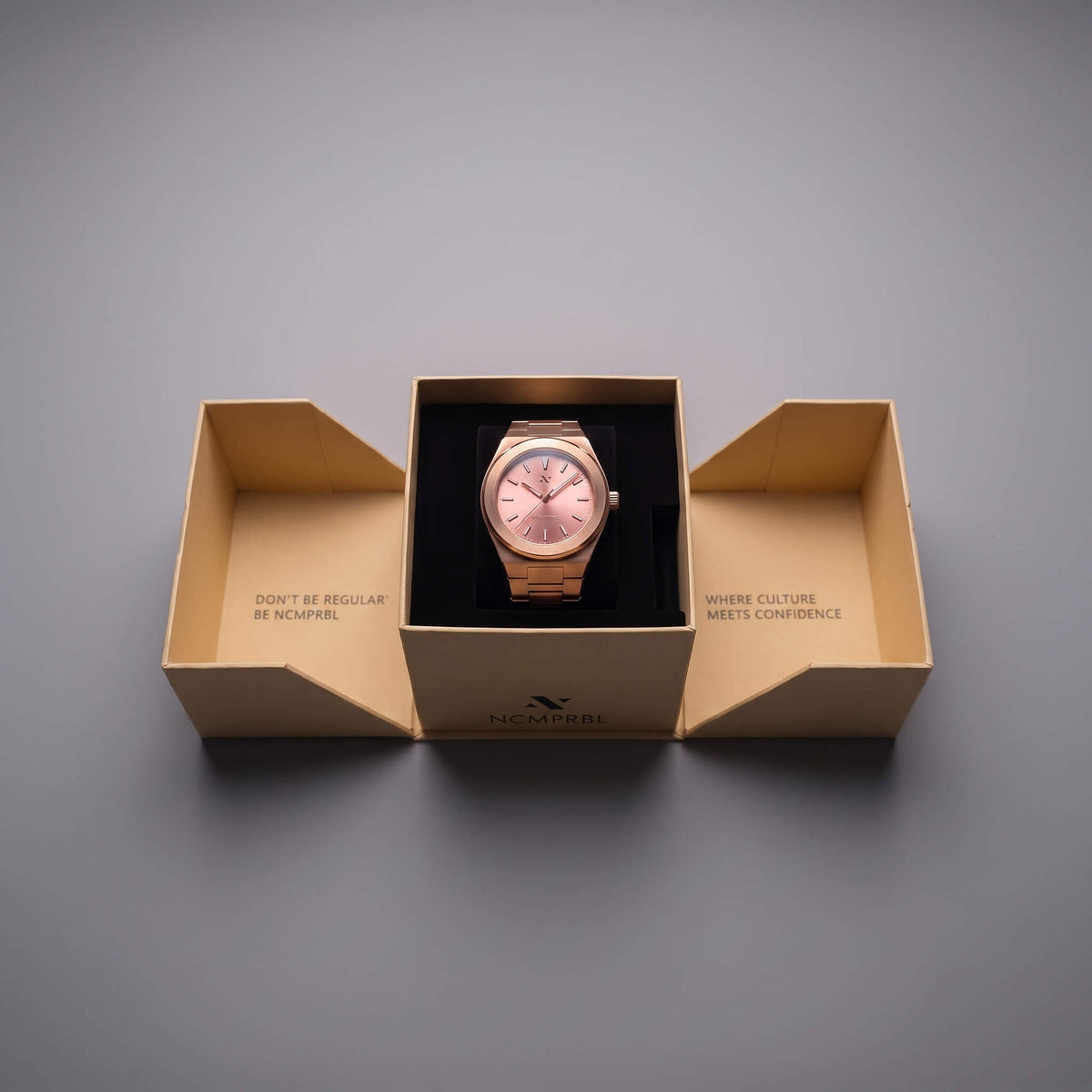 Elevate Link Rosé 42MM Luxury Rose Gold Watch Packaged in Gift Box