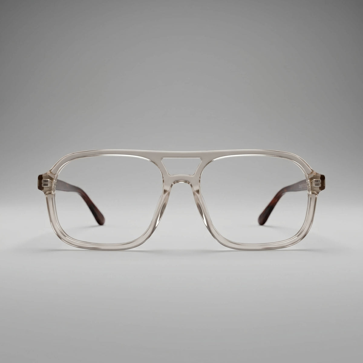 NCMPRBL AXIS 03 flat top 53mm Smoke Oak eyeglasses showcasing virtual try-on in online studio